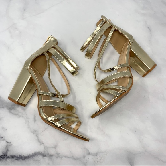 NEW Nicole Miller Metallic Strappy Sandal Heels 10 - Picture 4 of 10